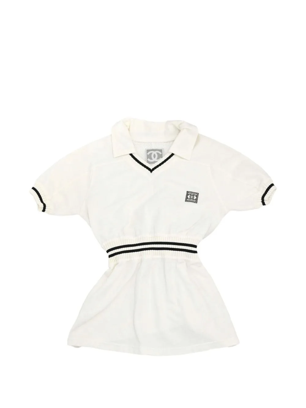 2004 Sport Line V-Neck Ribbed-Waist T-Shirt by CHANEL Pre-Owned
