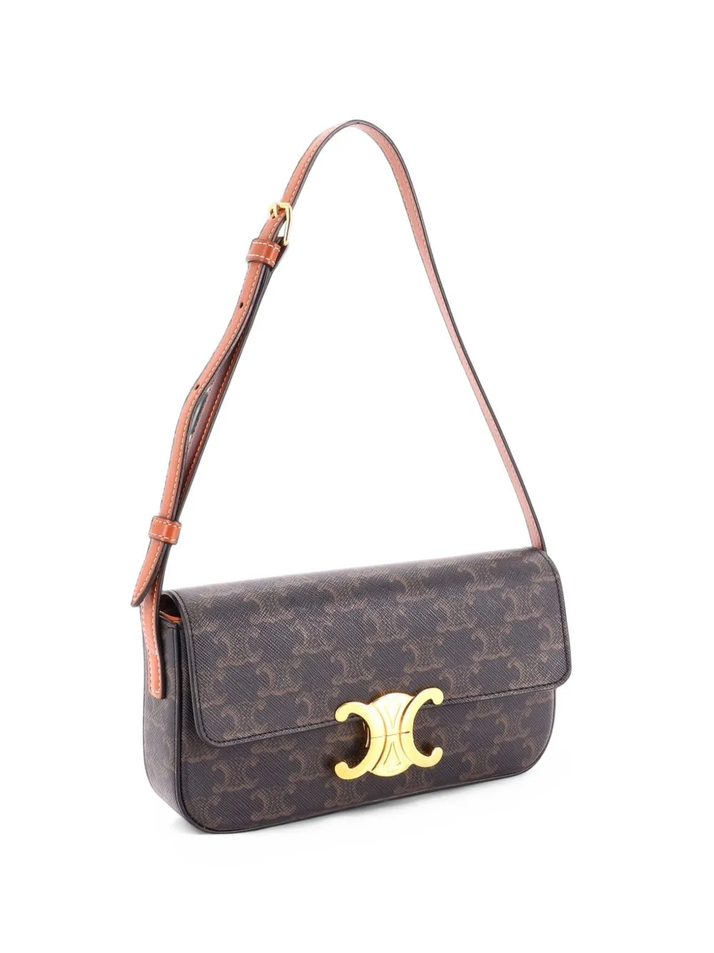 Triomphe East-West Triomphe Coated Canvas Shoulder Bag by Celine Pre-Owned