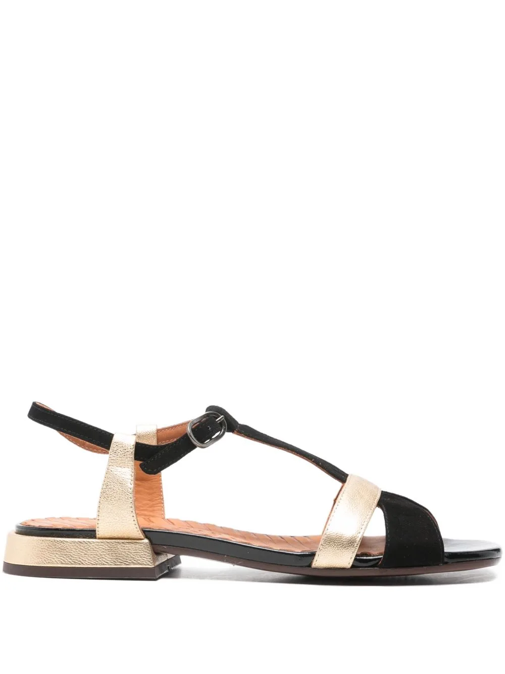 T-Strap Metallic-Effect Flat Sandals by Chie Mihara