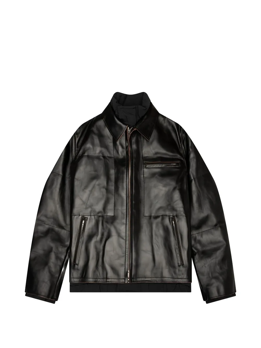 Zip-Fastening Leather Jacket by sacai