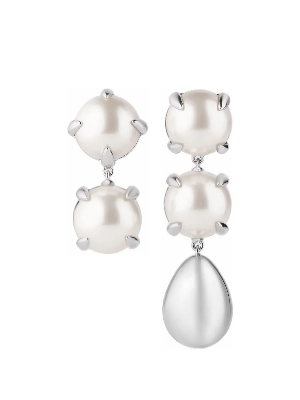 Spiky Pearl Asymmetric Earrings in Metal and Pearls