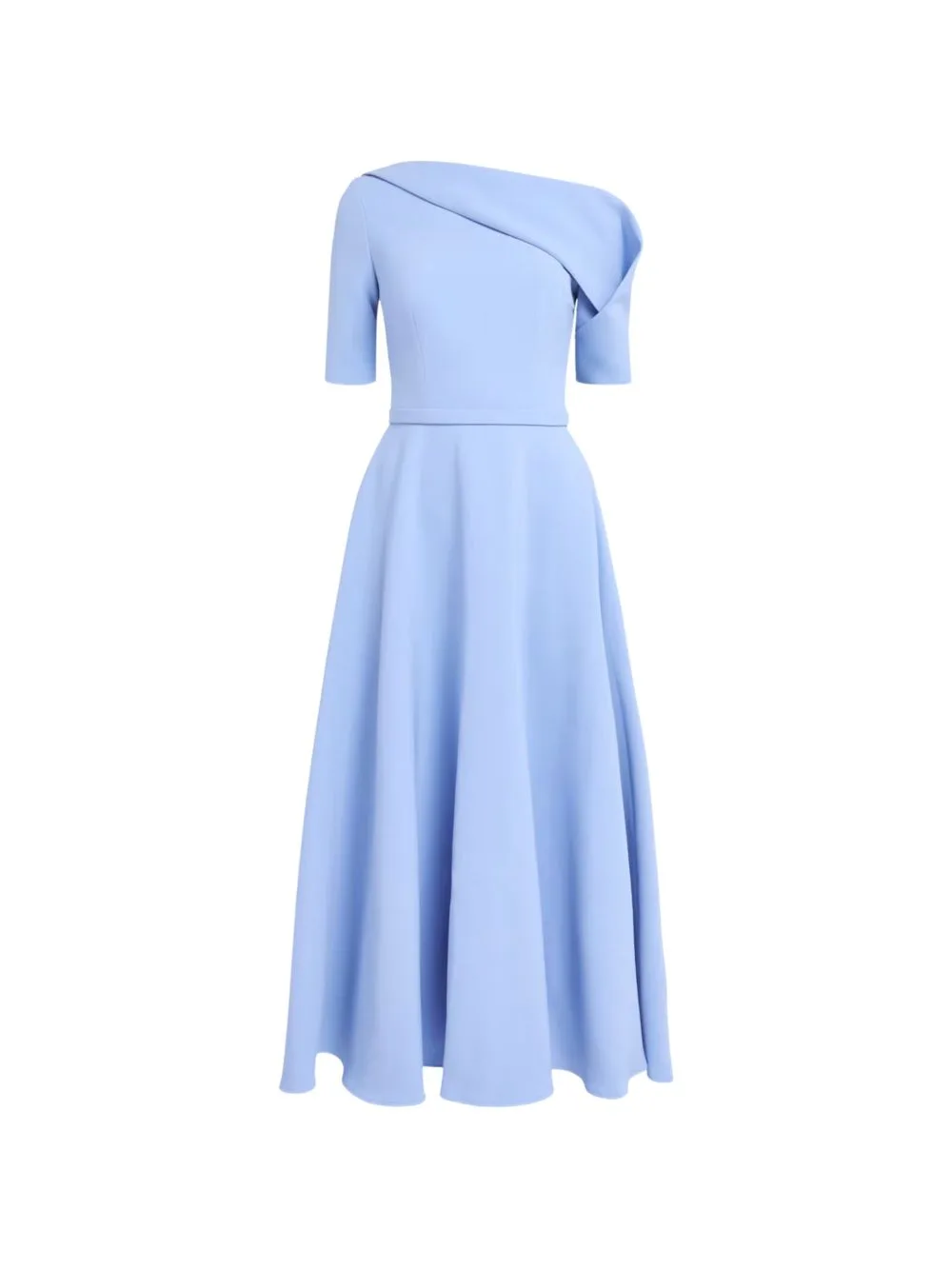 Asymmetric Draped A-Line Midi Dress