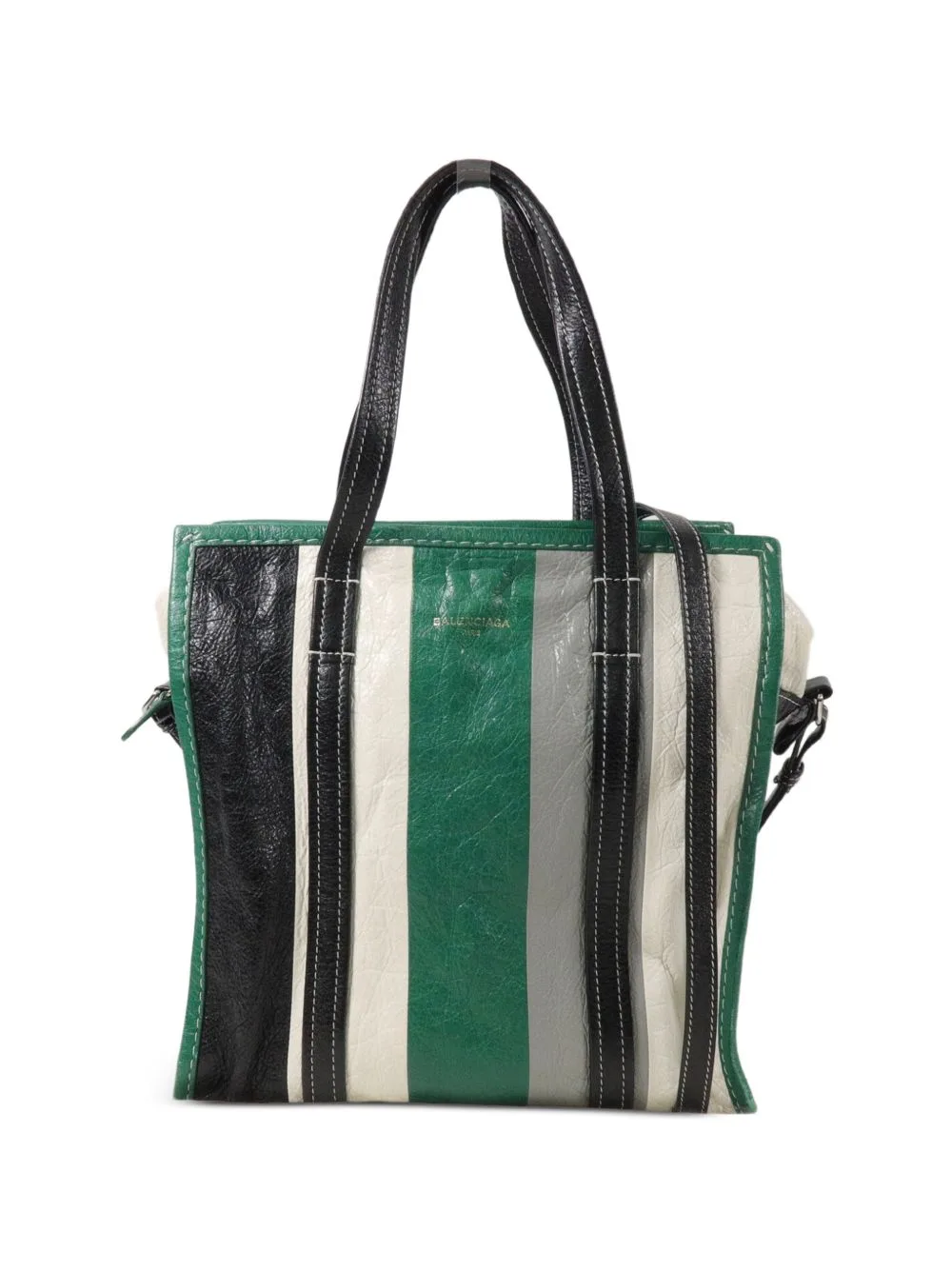 Striped Leather Tote Bag by Balenciaga Pre-Owned