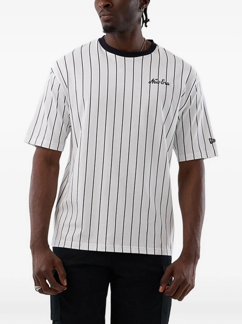 Pinstripe-Print Logo-Embroidered T-Shirt by NEW ERA CAP