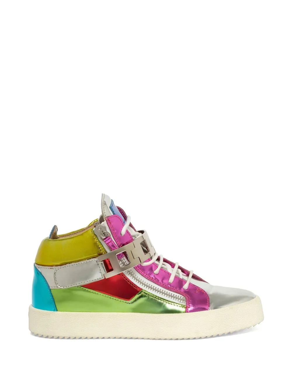 Metallic-Effect Zip-Detail Sneakers by Giuseppe Zanotti