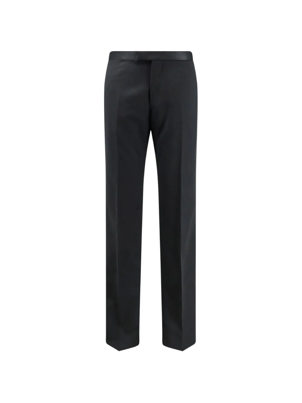Tuxedo Satin-Waistband Virgin Wool Tailored Trousers by Tagliatore