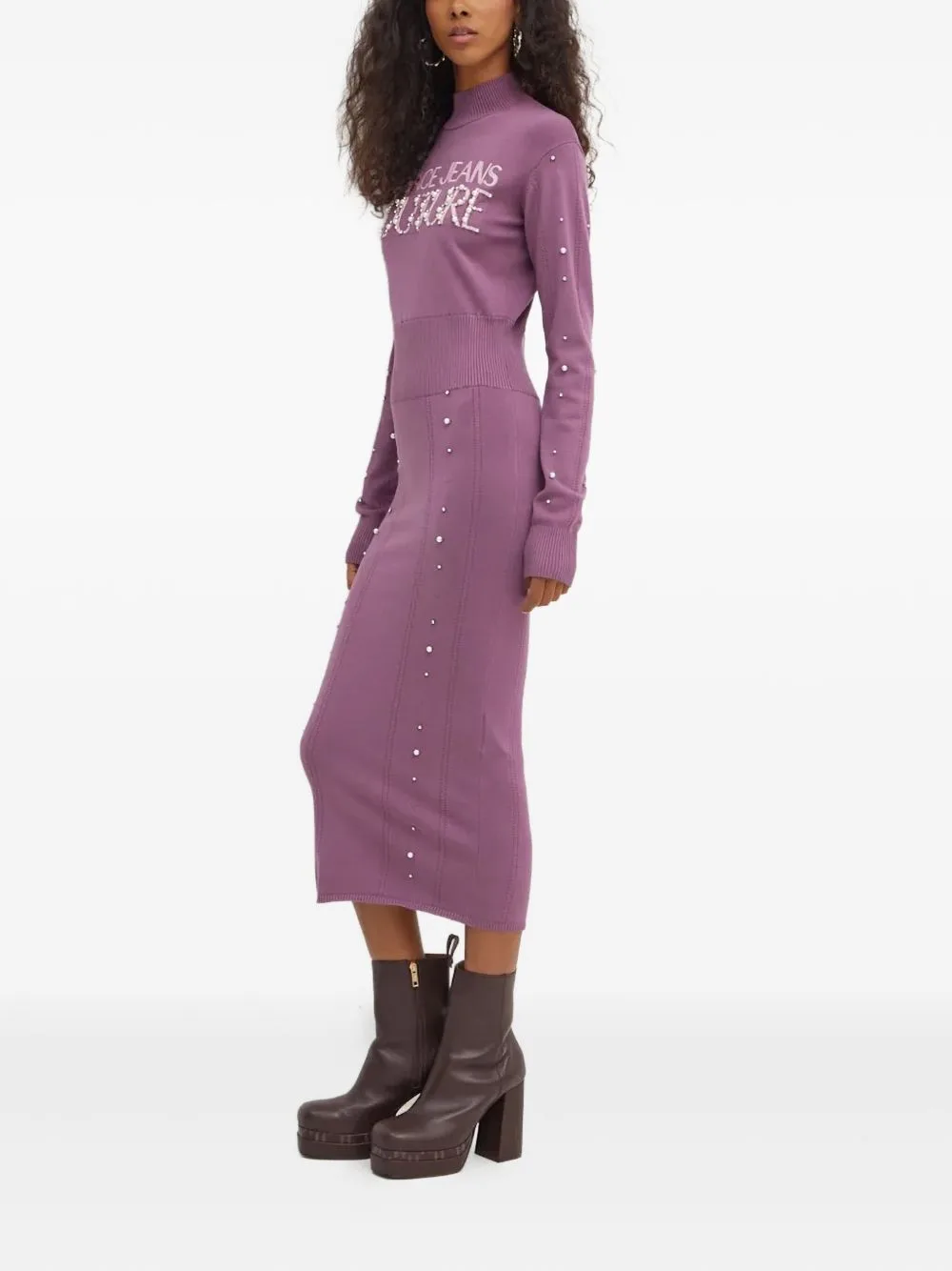 Embellished Lettering Midi Dress by Versace Jeans Couture