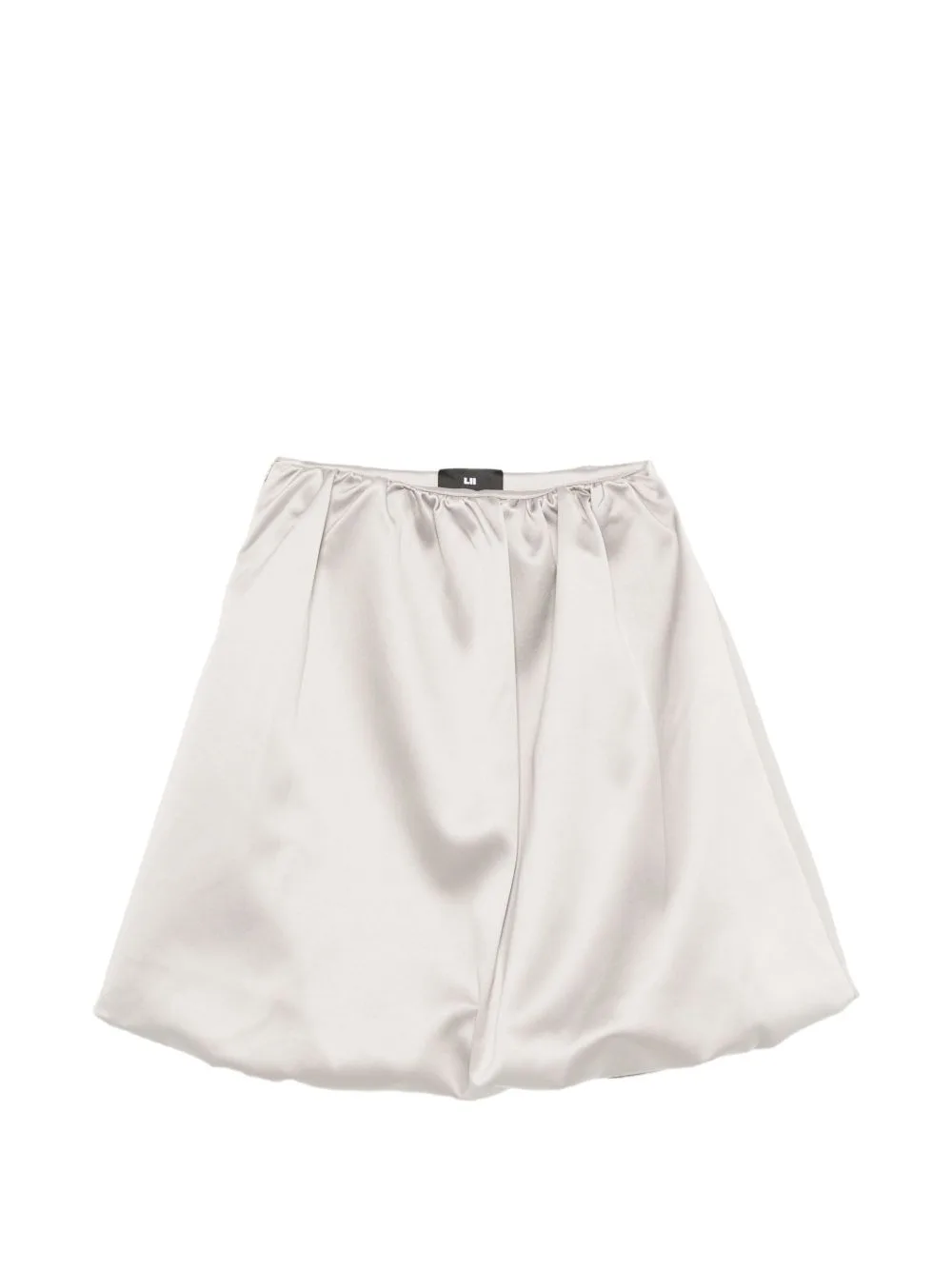 Satin-Finish Bubble-Hem Mini Skirt by LII