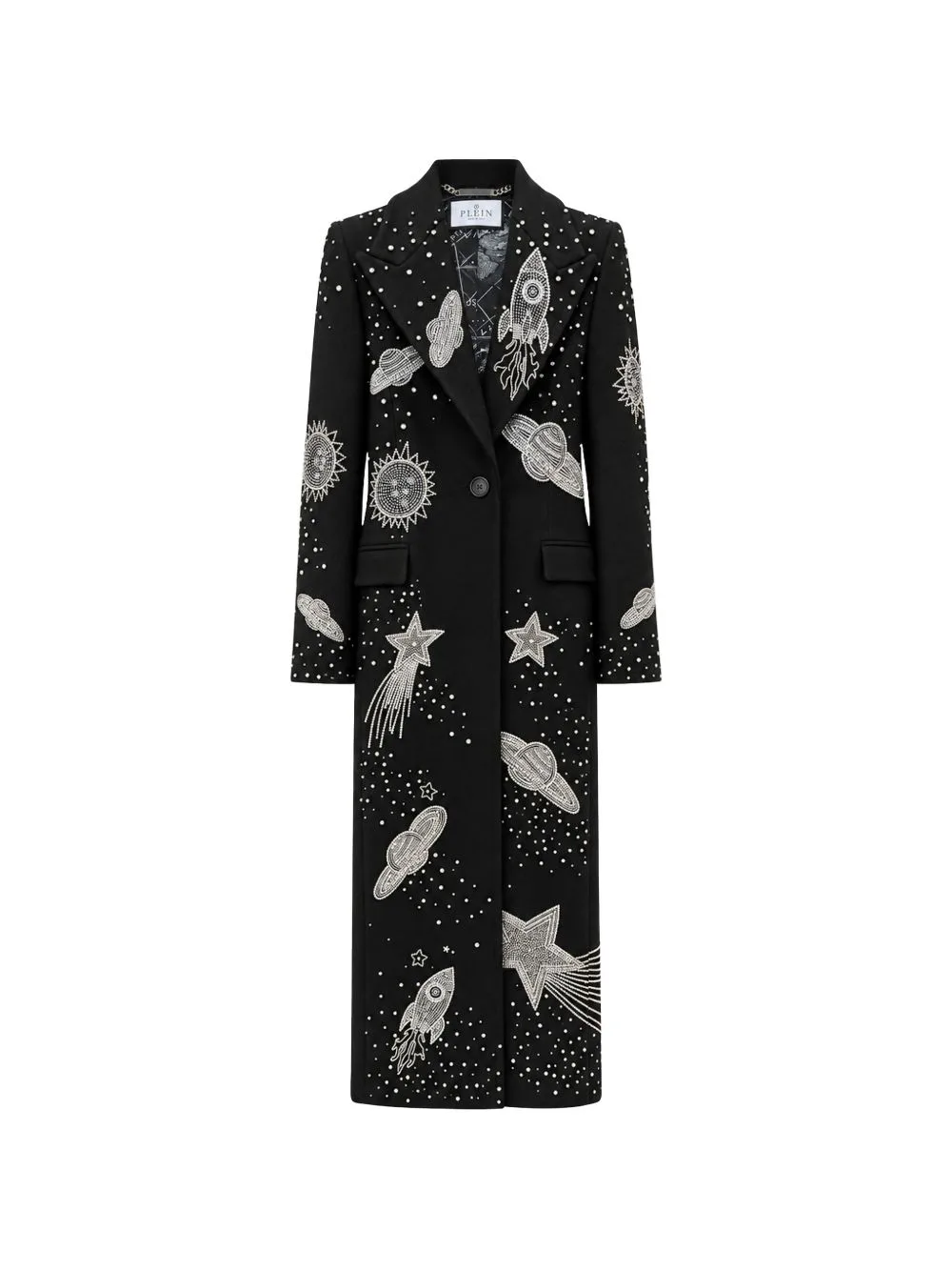 Single-Breasted Long Coat Space Zodiac by Philipp Plein
