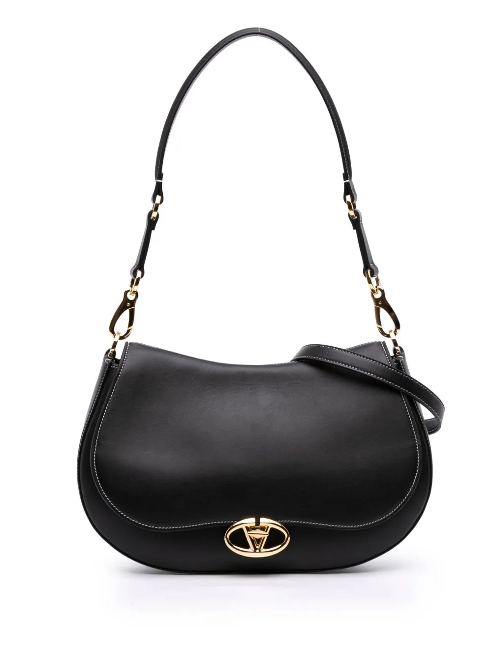 2018-2025 Medium Leather Ohval Flap Bag Satchel by Valentino Garavani Pre-Owned