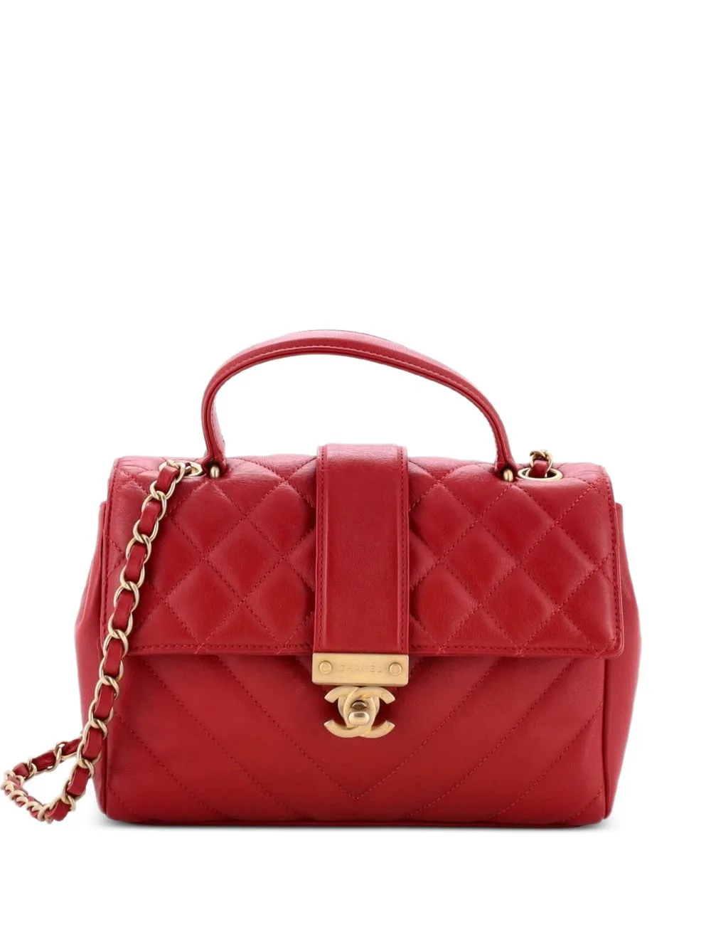 In the City Top Handle Flap Bag Mixed Quilt Calfskin Small Satchel