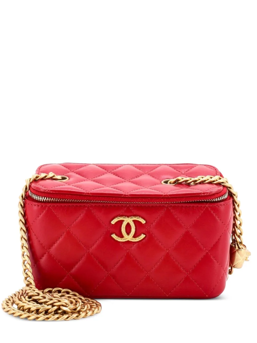 All Slide Long Vanity Case with Chain Quilted Lambskin Small Crossbody Bag