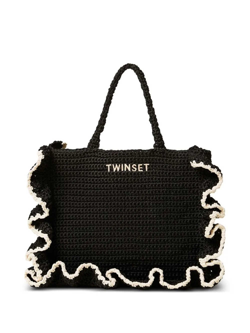 Ruffled-Trim Crochet Tote Bag by TWINSET