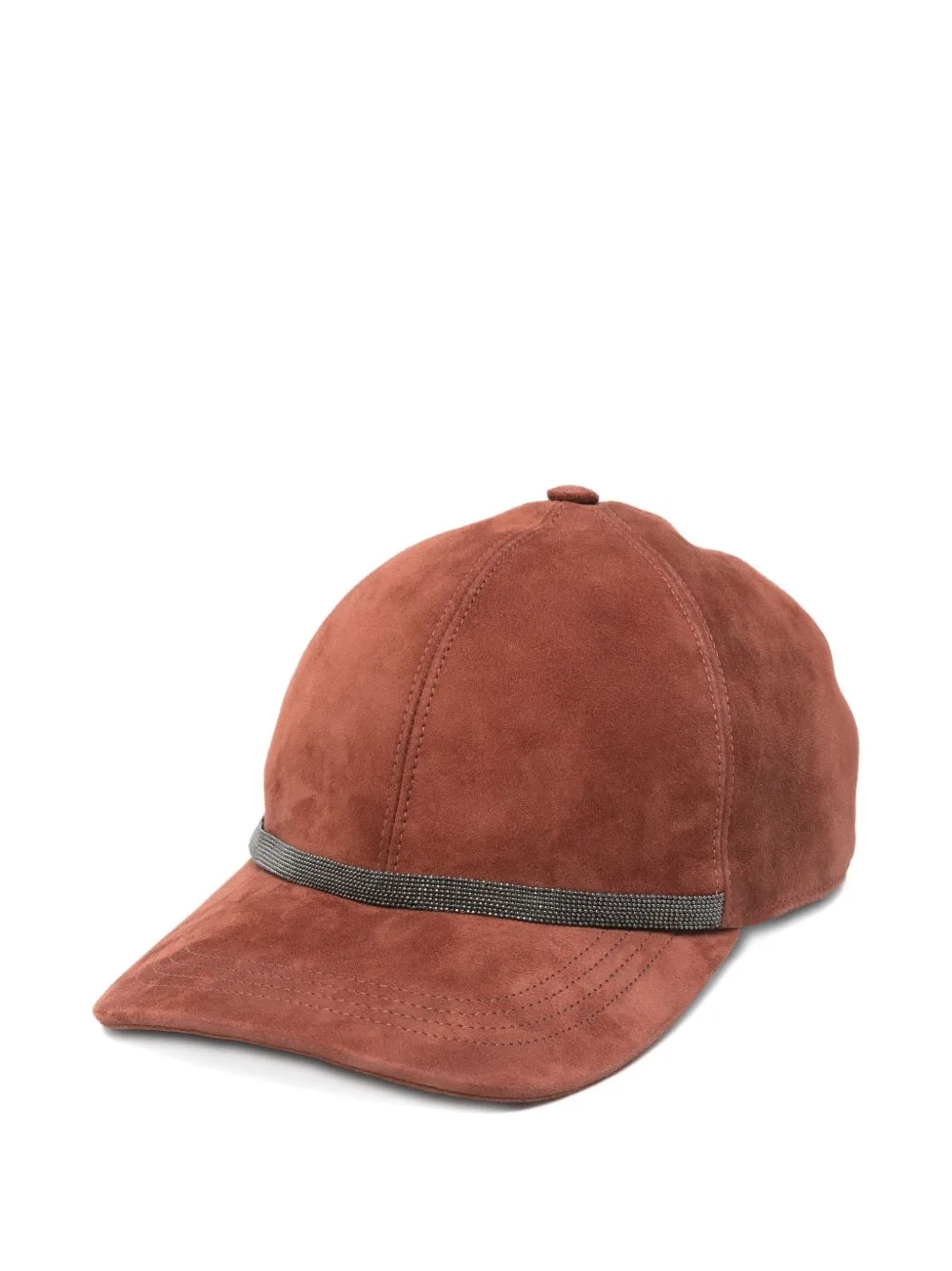 Suede Baseball Cap with Shiny Band by Brunello Cucinelli