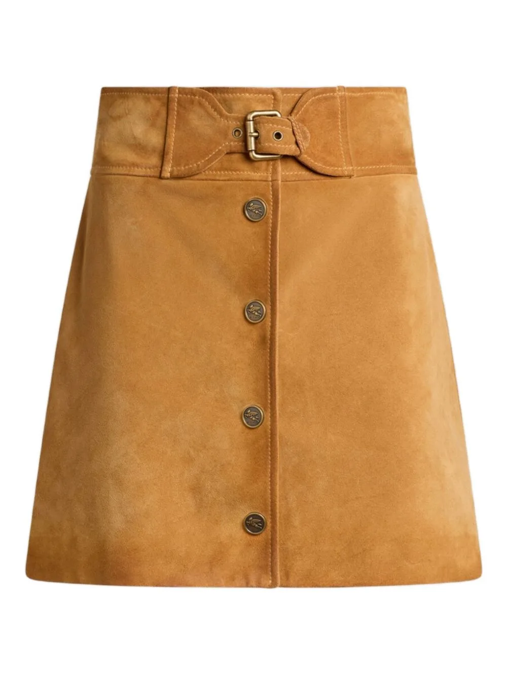 Buckle Button Suede Mini Skirt by ETRO
