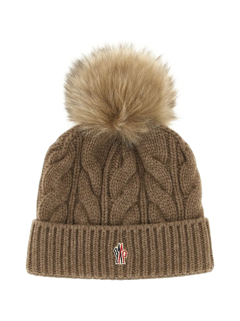 Cable-Knit Pompom Beanie Hat by Moncler Grenoble
