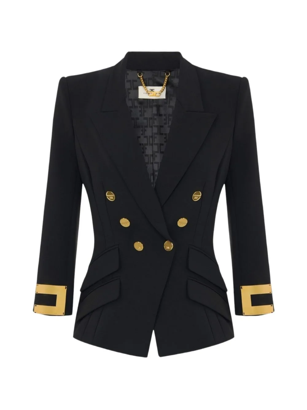Jacket in Double Layer Stretch Crêpe Fabric with Jewel Logo by Elisabetta Franchi