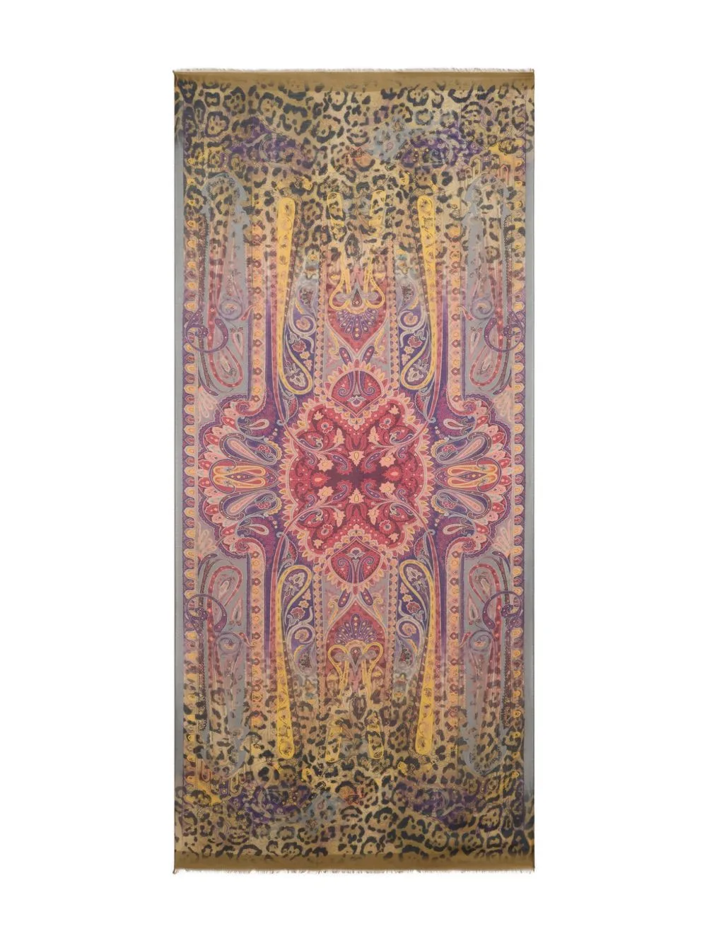 Wool-Blend Paisley Scarf with Degradé Animal Motif