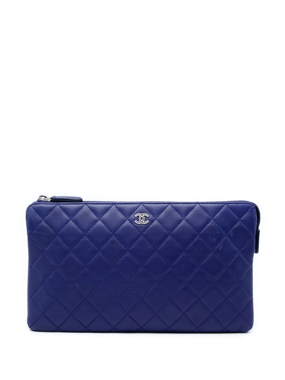 2015-2016 CC Quilted Lambskin Double Zip Pouch Clutch Bag by CHANEL Pre-Owned