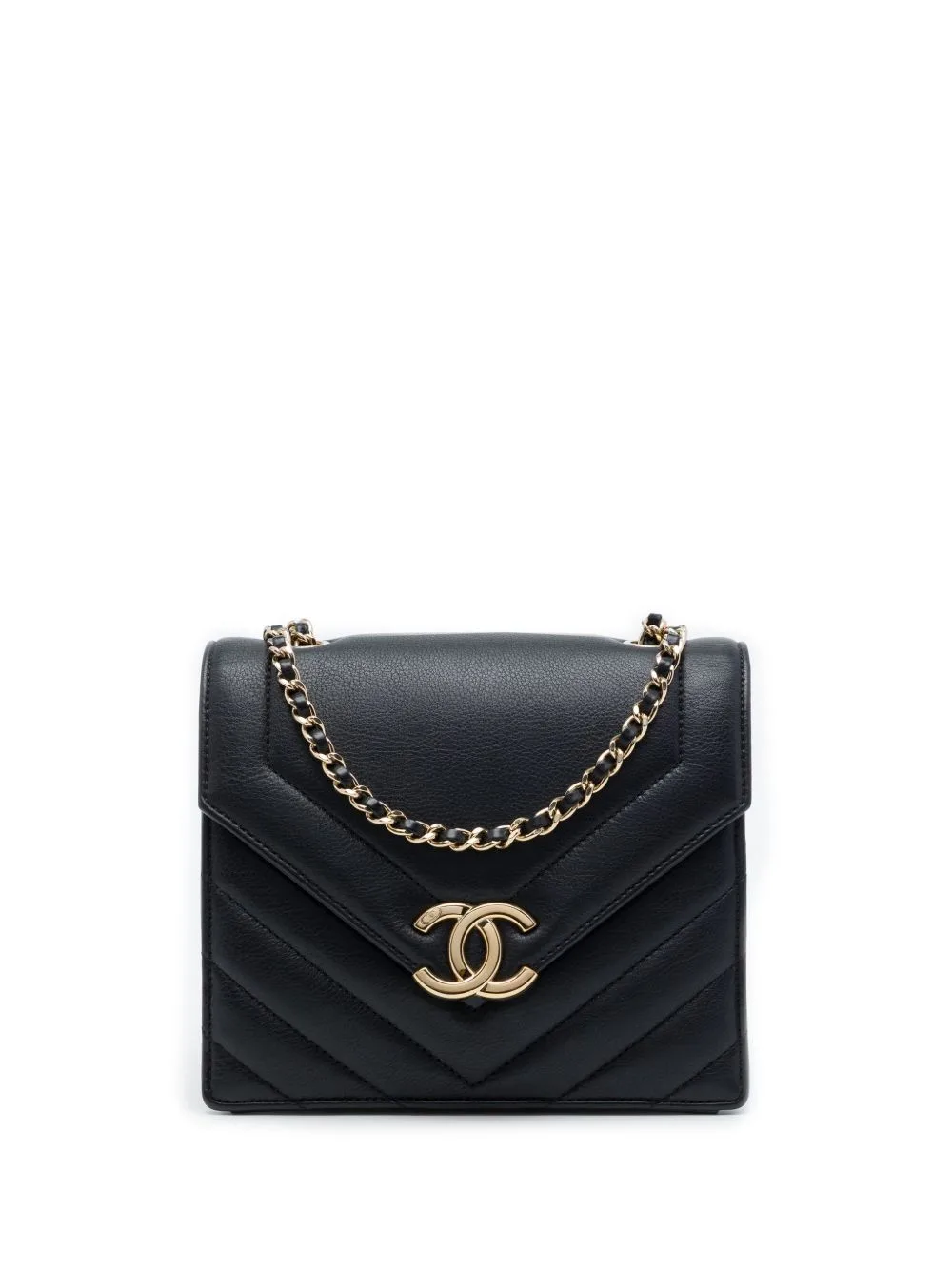 2019 Small Chevron Calfskin Envelope Flap Crossbody Bag by CHANEL Pre-Owned