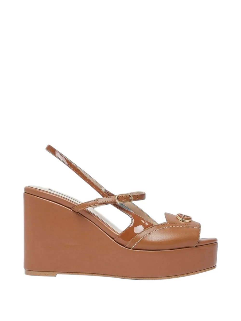 Leather and Patent-Leather Slingback Wedges by LIU JO