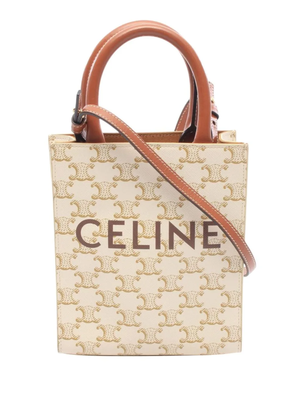 2000-2026 Mini Triomphe Coated Canvas Vertical Cabas Satchel by Celine Pre-Owned