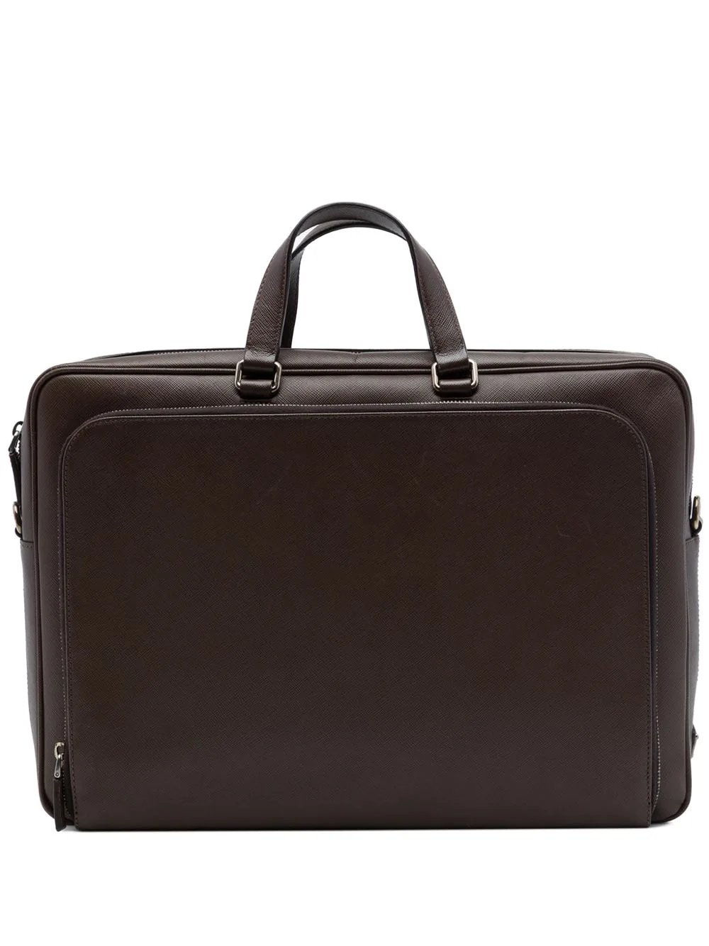 2010-2026 Saffiano Cuir Travel Front Zip Pocket Briefcase Business Bag by Prada Pre-Owned