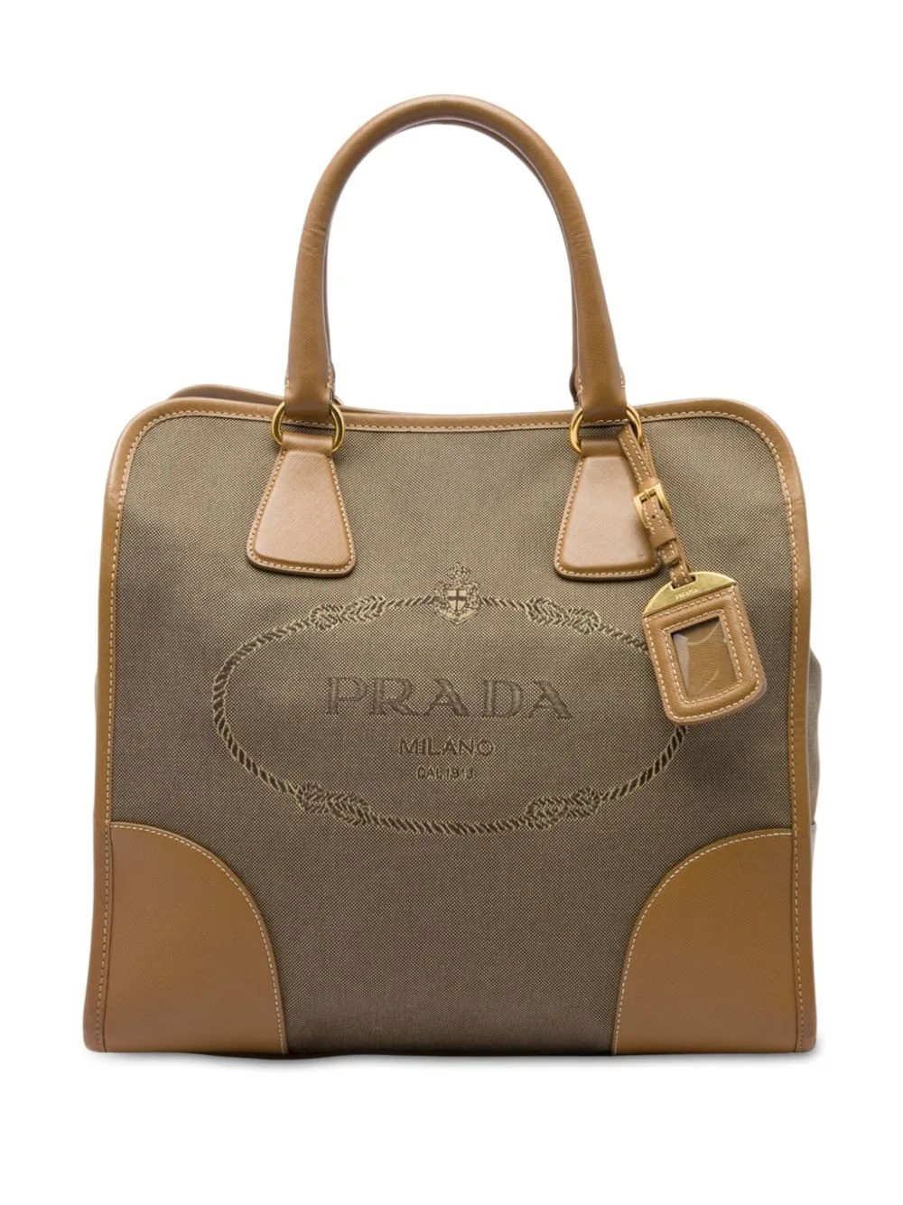 2010-2026 Saffiano Trimmed Canvas Canapa Logo Satchel by Prada Pre-Owned