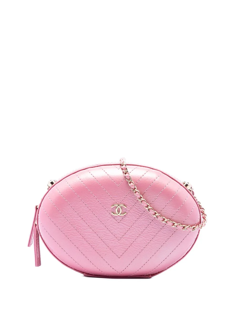 2018-2019 Chevron Stitched Calfskin La Pausa Evening Bag Crossbody Bag by CHANEL Pre-Owned