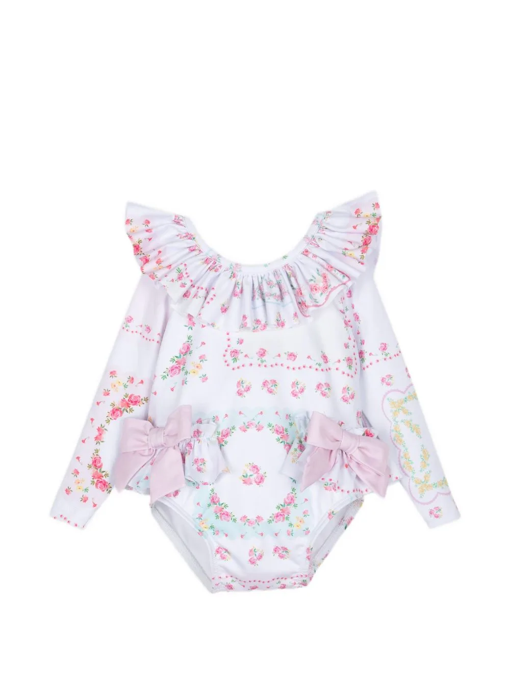 Floral-Print Ruffled Swimsuit by Patachou