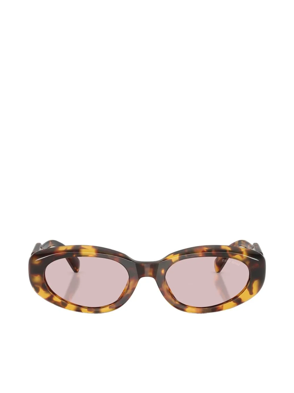 Tortoiseshell-Effect Oval-Frame Sunglasses by Miu Miu Eyewear