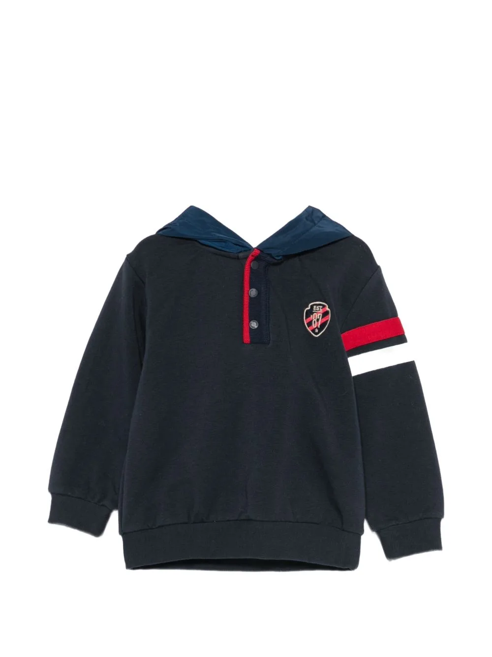 Logo-Patch Striped-Sleeve Hoodie by Patachou