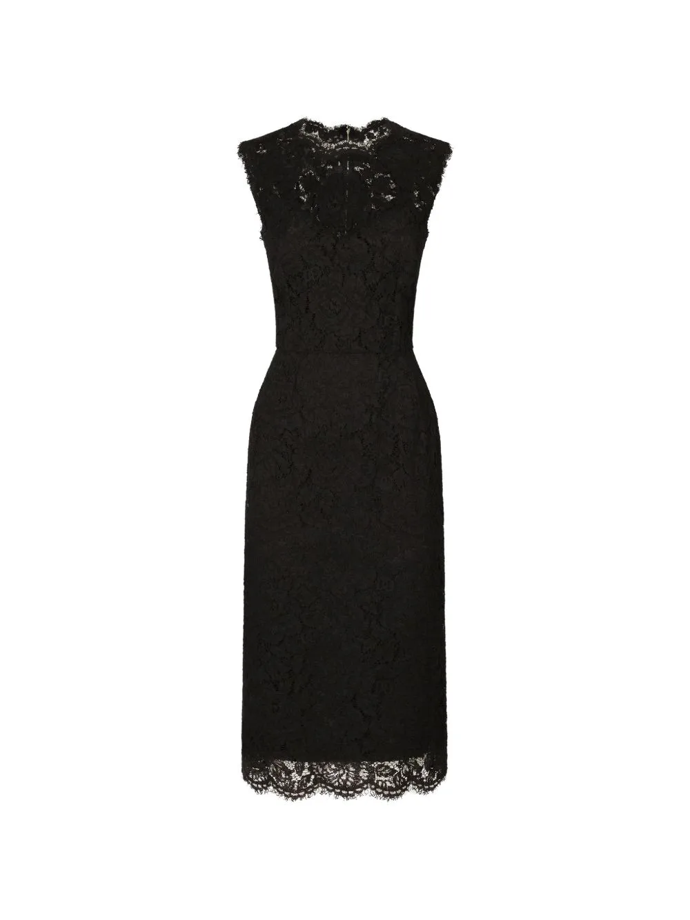 Midi Lace-Overlay Fitted Sleeveless Dress by Dolce & Gabbana