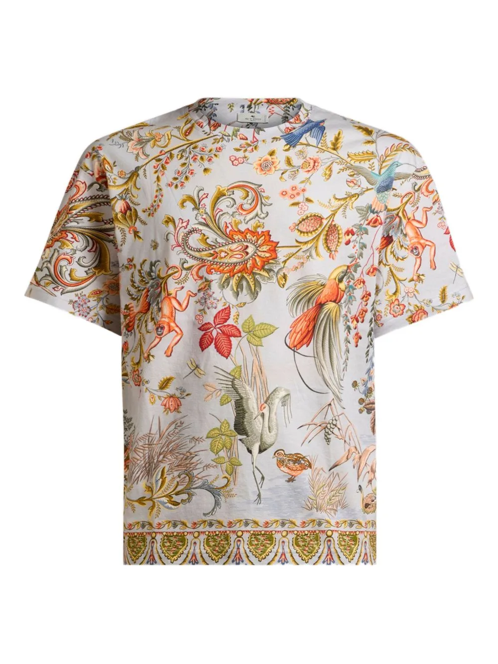 Cotton T-Shirt with Placed Flora and Fauna Print by ETRO
