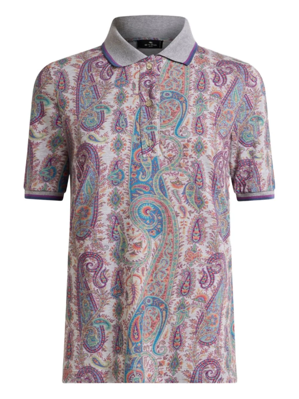 Cotton Pique Polo Shirt with Leafy Paisley Motif by ETRO