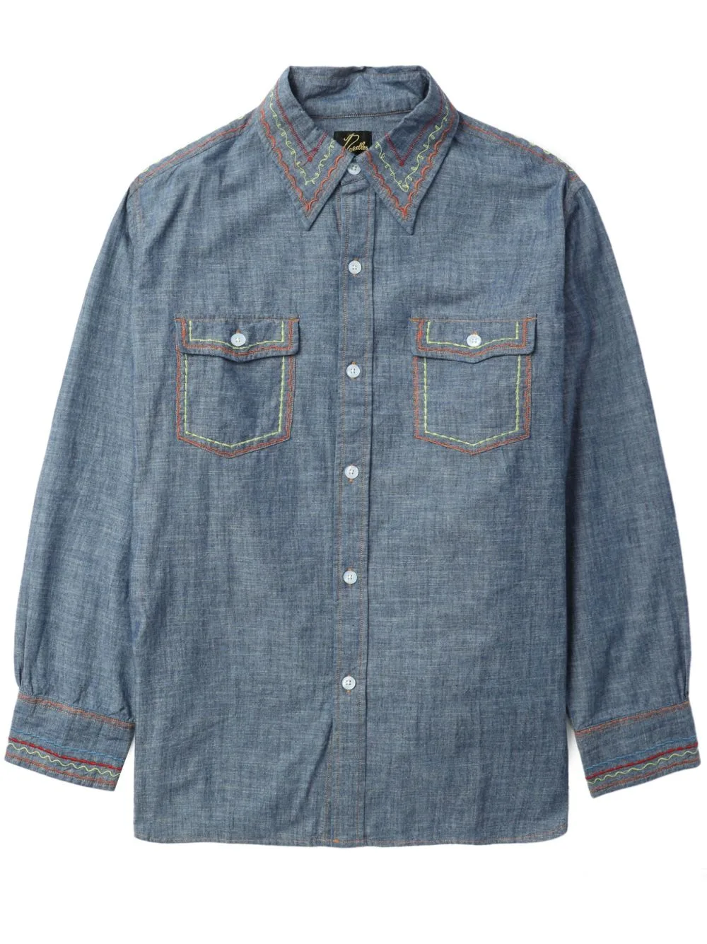 Contrast-Stitching Denim Shirt by Needles
