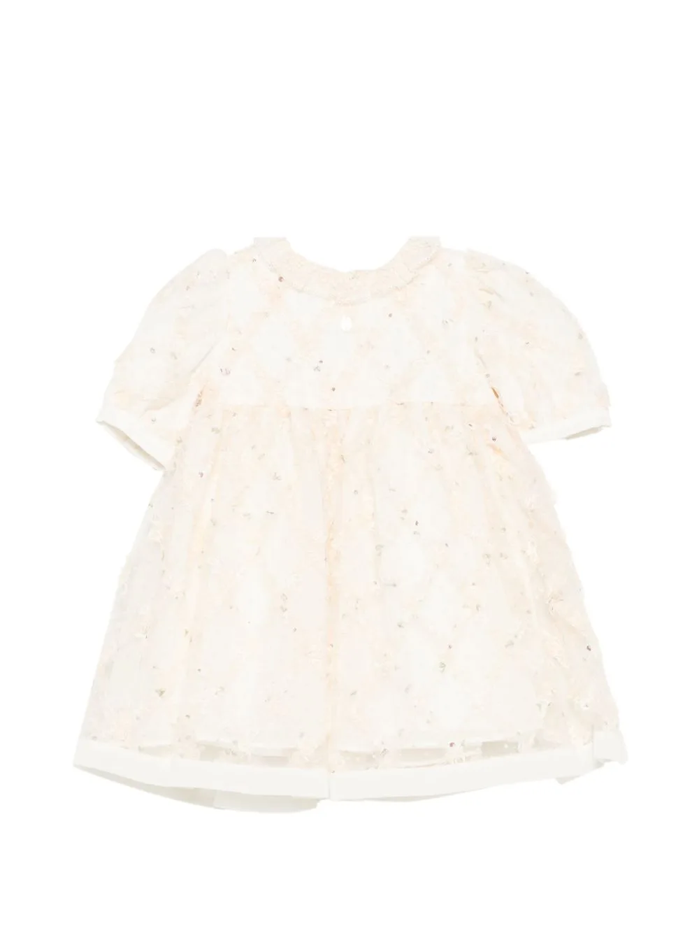Lace-Overlay Ruffled Dress by Patachou