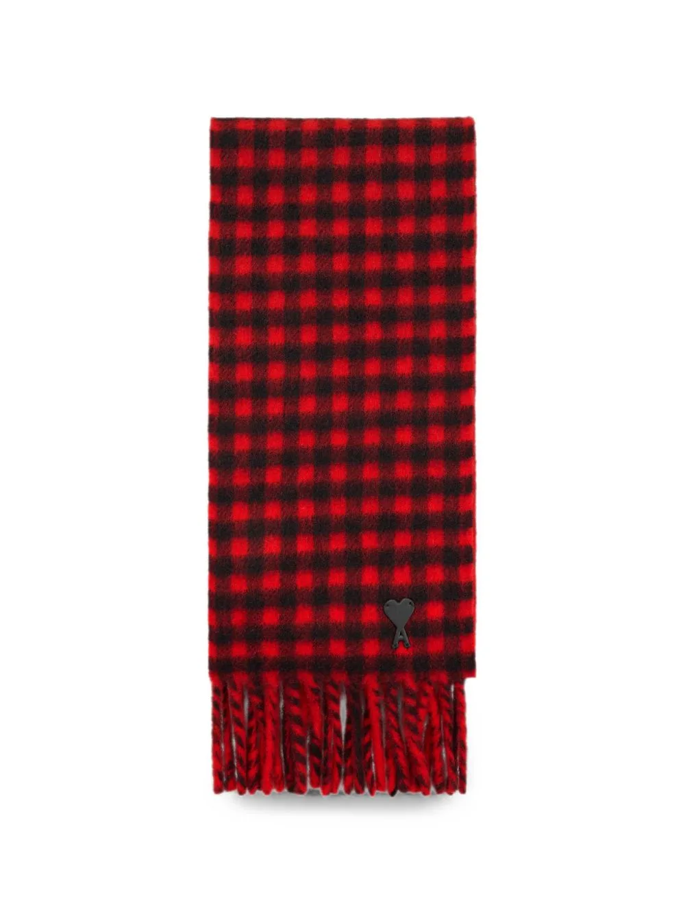 Checkered Wool Scarf with Ami De Coeur by AMI Paris
