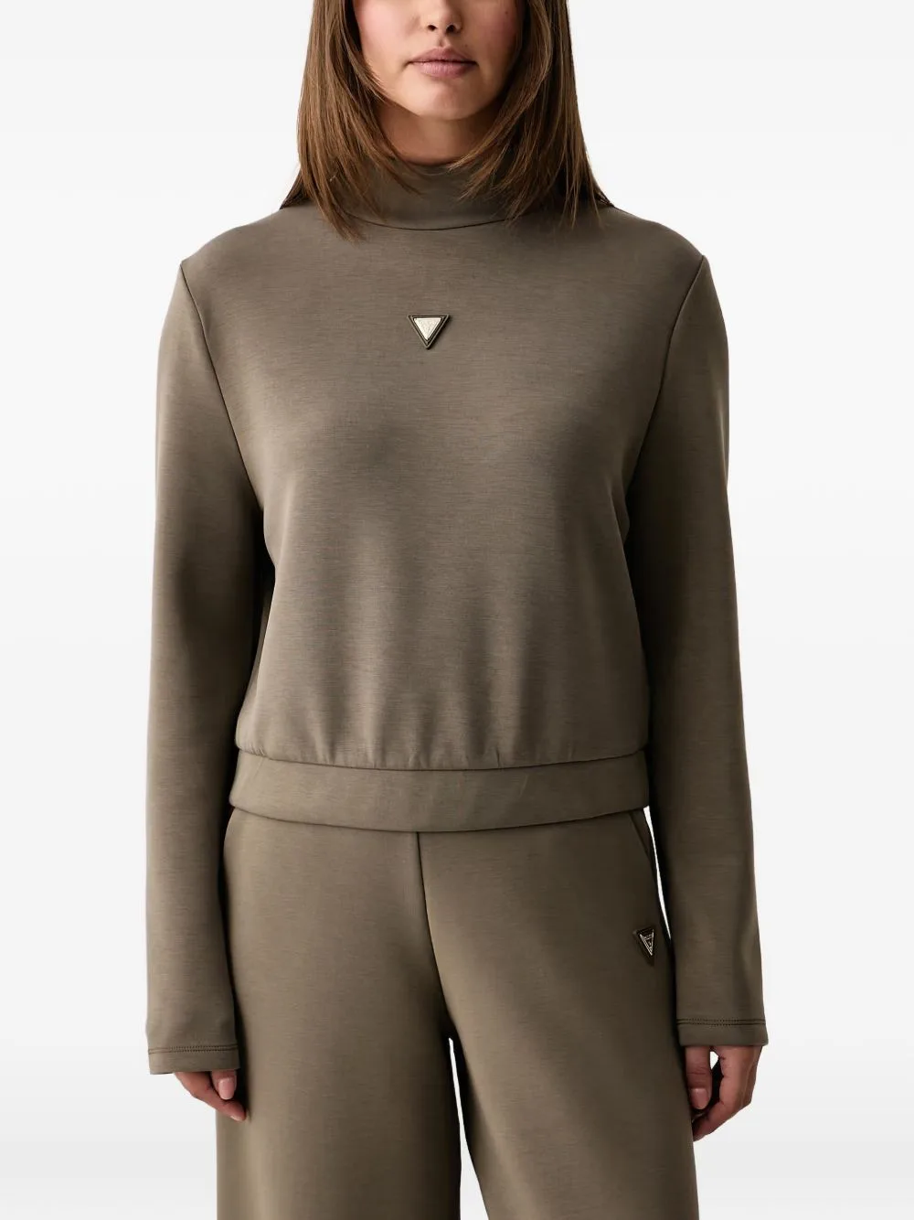 Logo-Plaque High-Neck Sweatshirt by GUESS USA