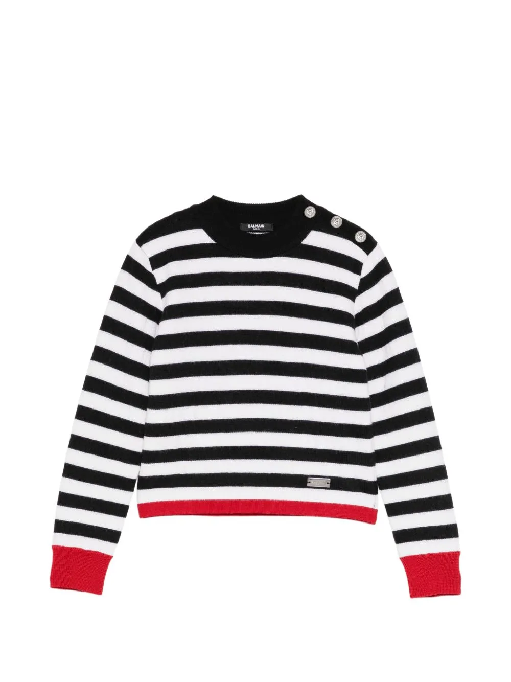 Striped Button-Detail Sweater by Balmain Kids