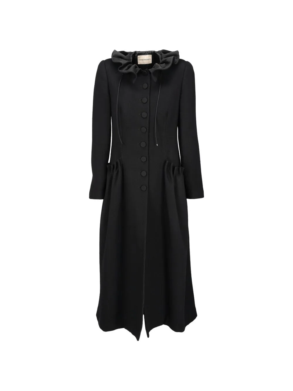 Ruffle-Collar Button-Up Coat by Emporio Armani Pre-Owned