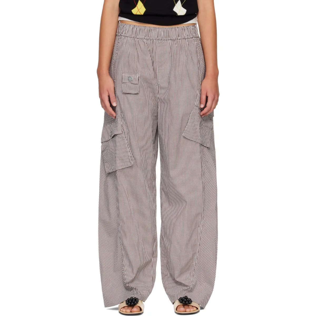 Check Cotton Cargo Pants by GANNI