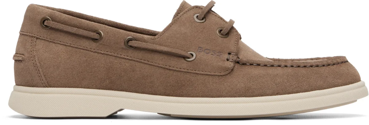 Suede Lace-Detail Boat Shoes by BOSS