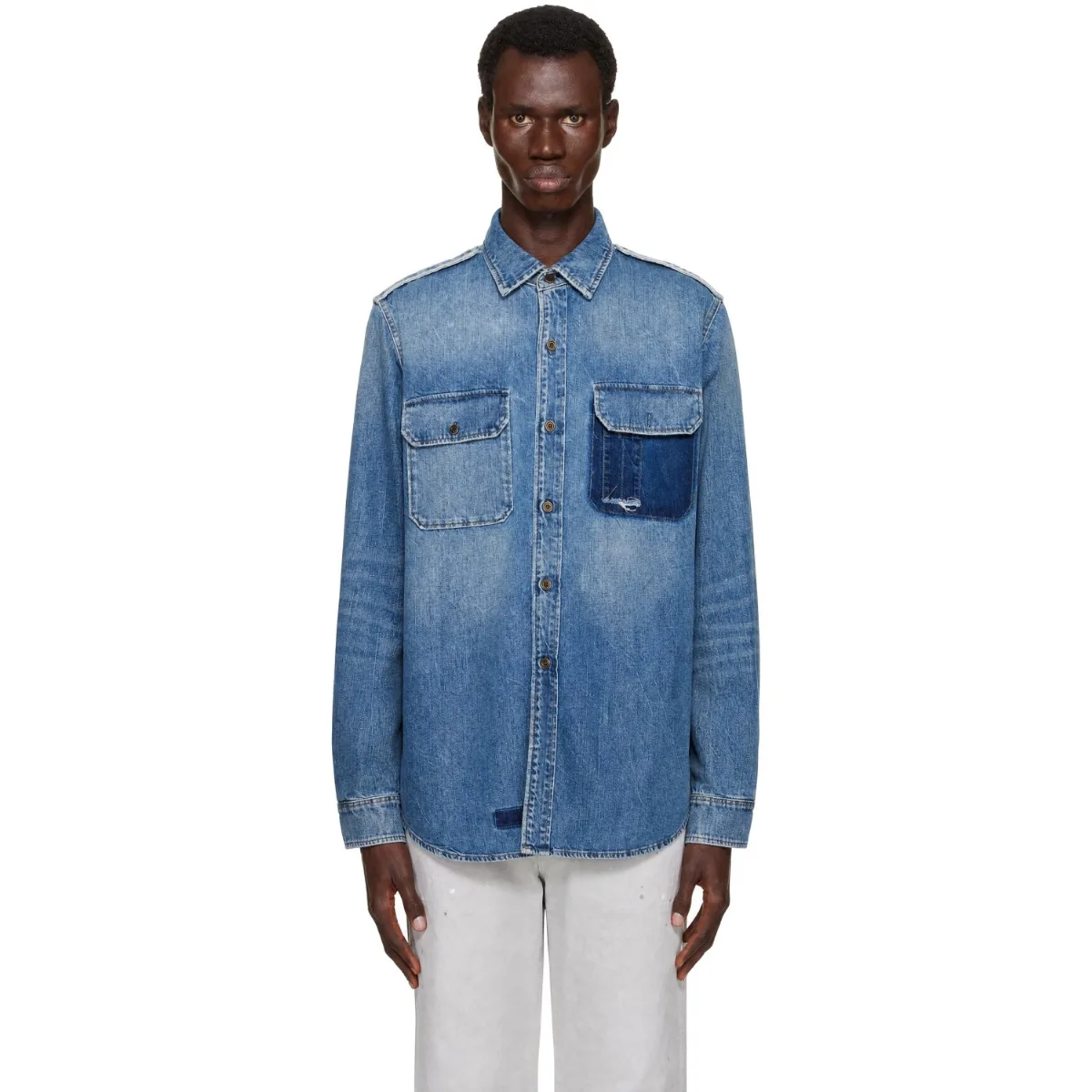 Long-Sleeved Denim Shirt by Maison Margiela