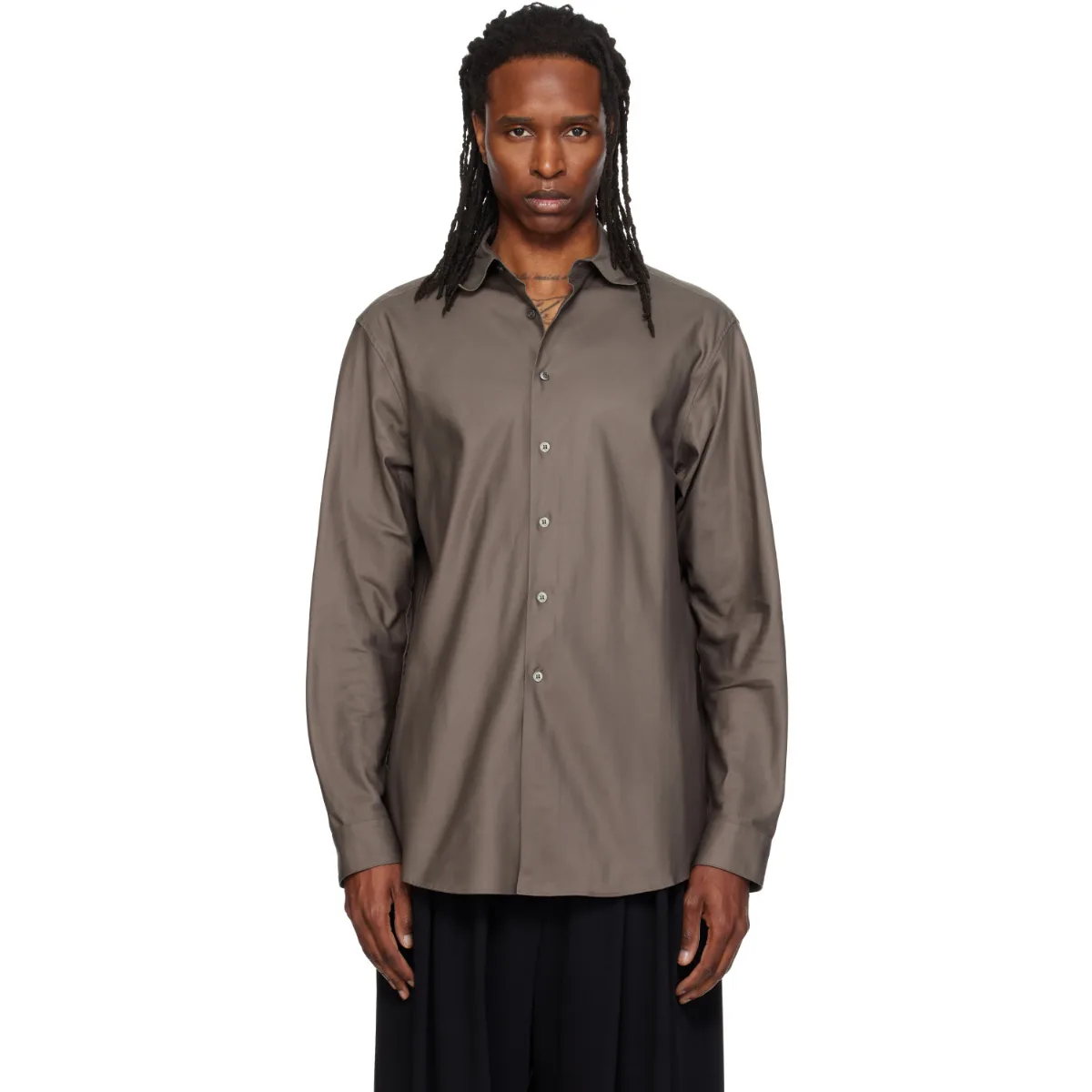 Bias Cut Oxford Dress Shirt by SOSHIOTSUKI