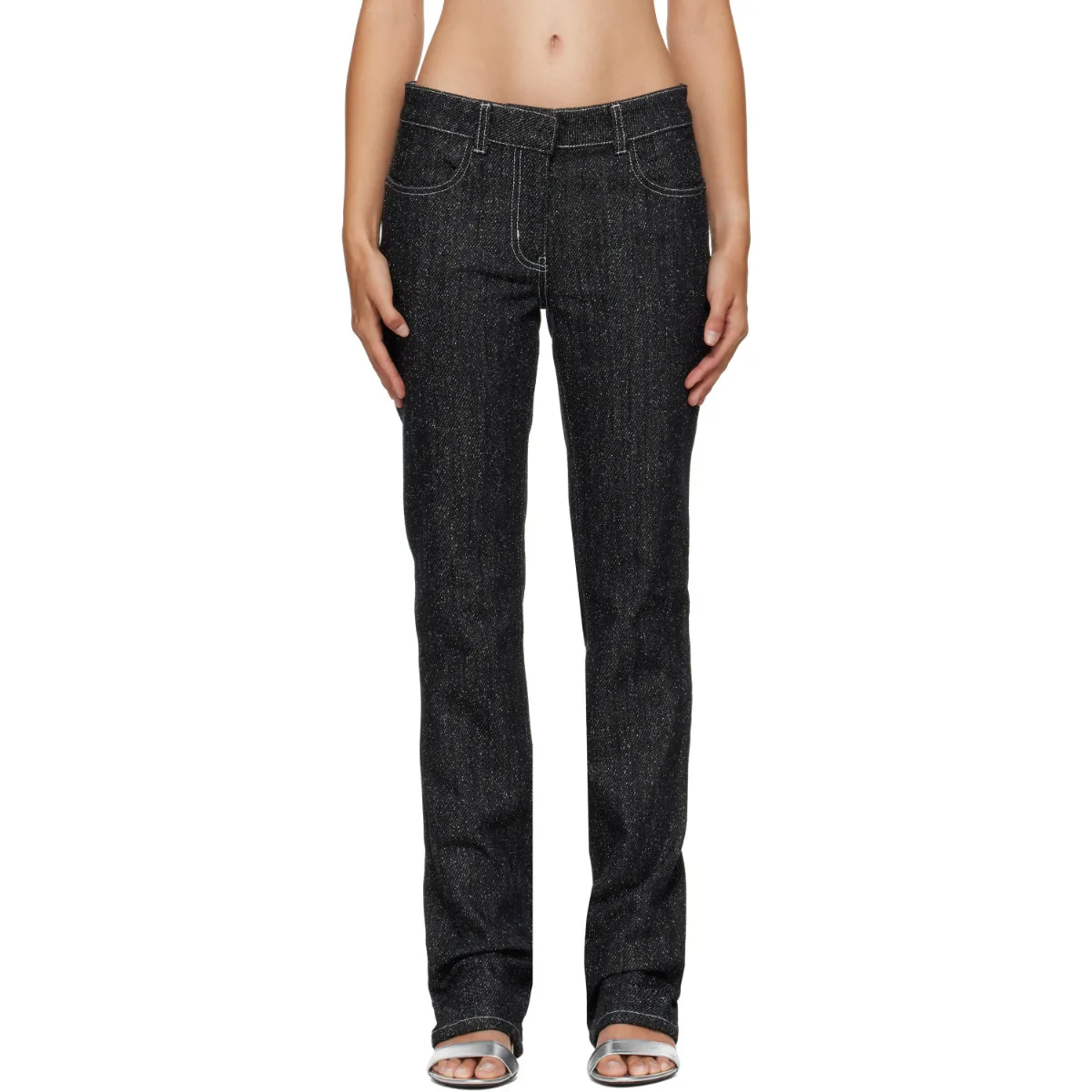 Denim Tweed Straight Trousers by Courrèges