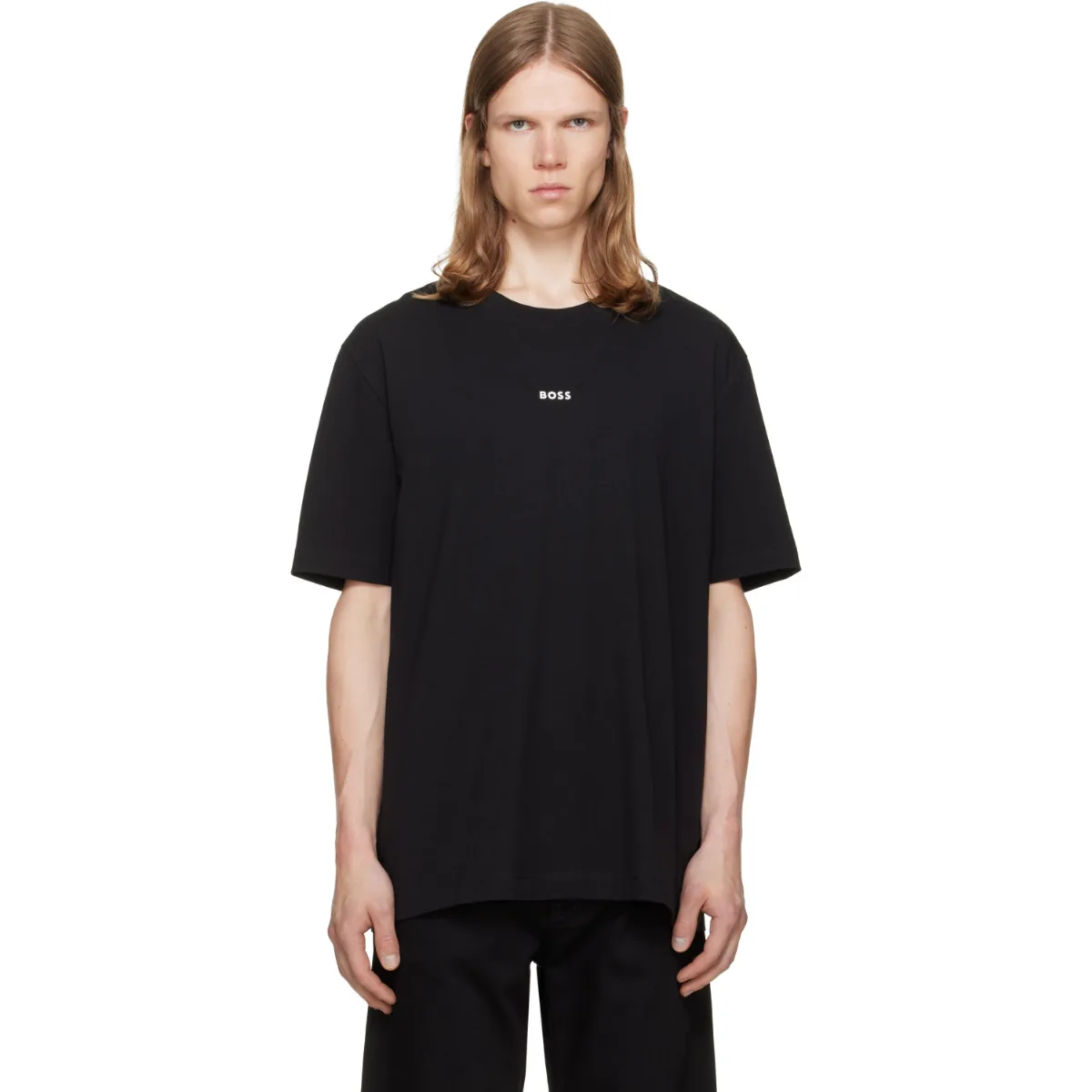 Stretch-Cotton Contrast Logo T-Shirt by BOSS