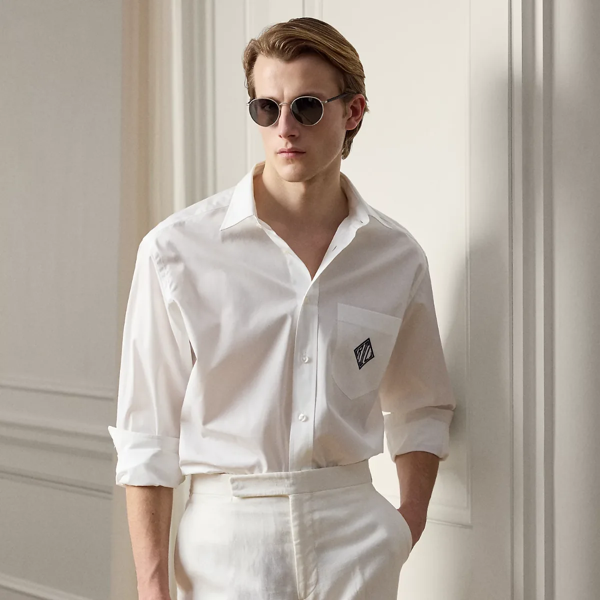 Relaxed Fit Monogram Poplin Shirt by Ralph Lauren Purple Label