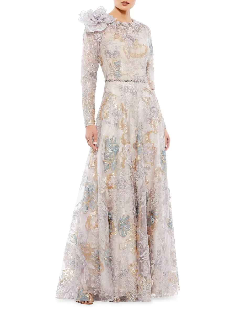 Mac Duggal Embellished Rose-Applique Gown by M.A.C.