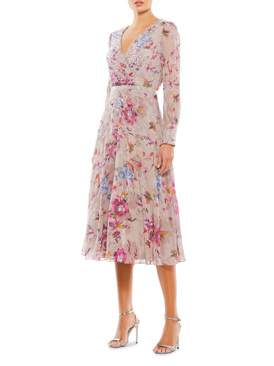Mac Duggal Floral Midi-Dress by M.A.C.